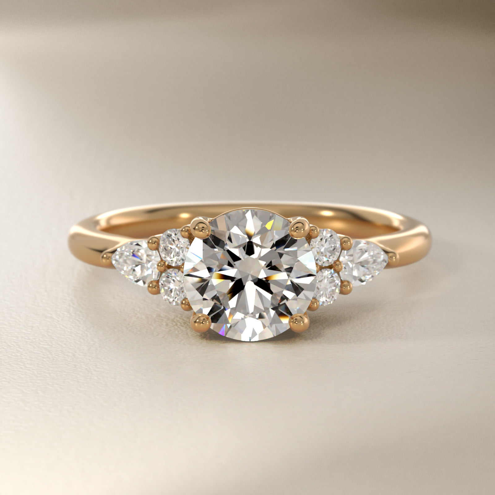 Petite Pear and Round Diamond Engagement Ring in 14k Yellow Gold (1/4 ct. tw.)