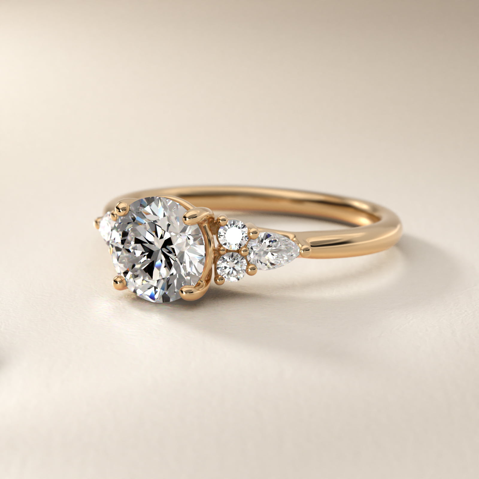 Petite Pear and Round Diamond Engagement Ring in 18k Yellow Gold (1/4 ct. tw.)
