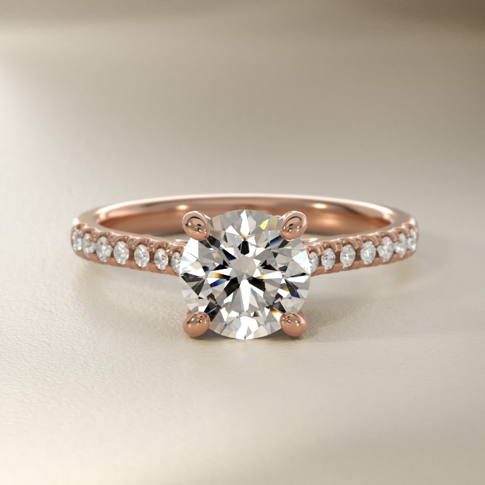 Petite Petal Diamond Engagement Ring in 18k Rose Gold (1/10 ct. tw.)