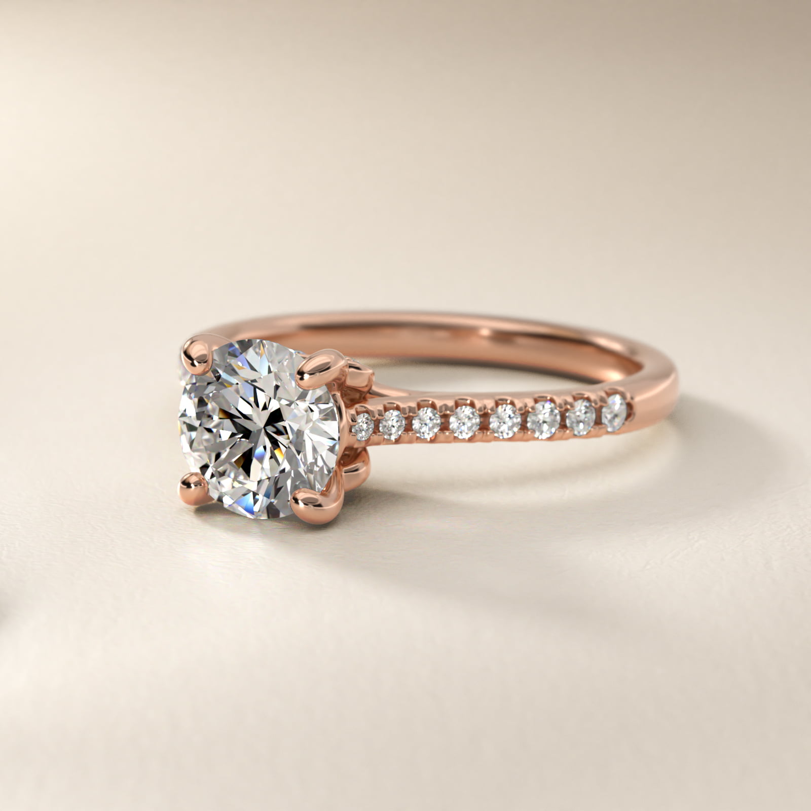 Petite Petal Diamond Engagement Ring in 14k Rose Gold (1/10 ct. tw.)
