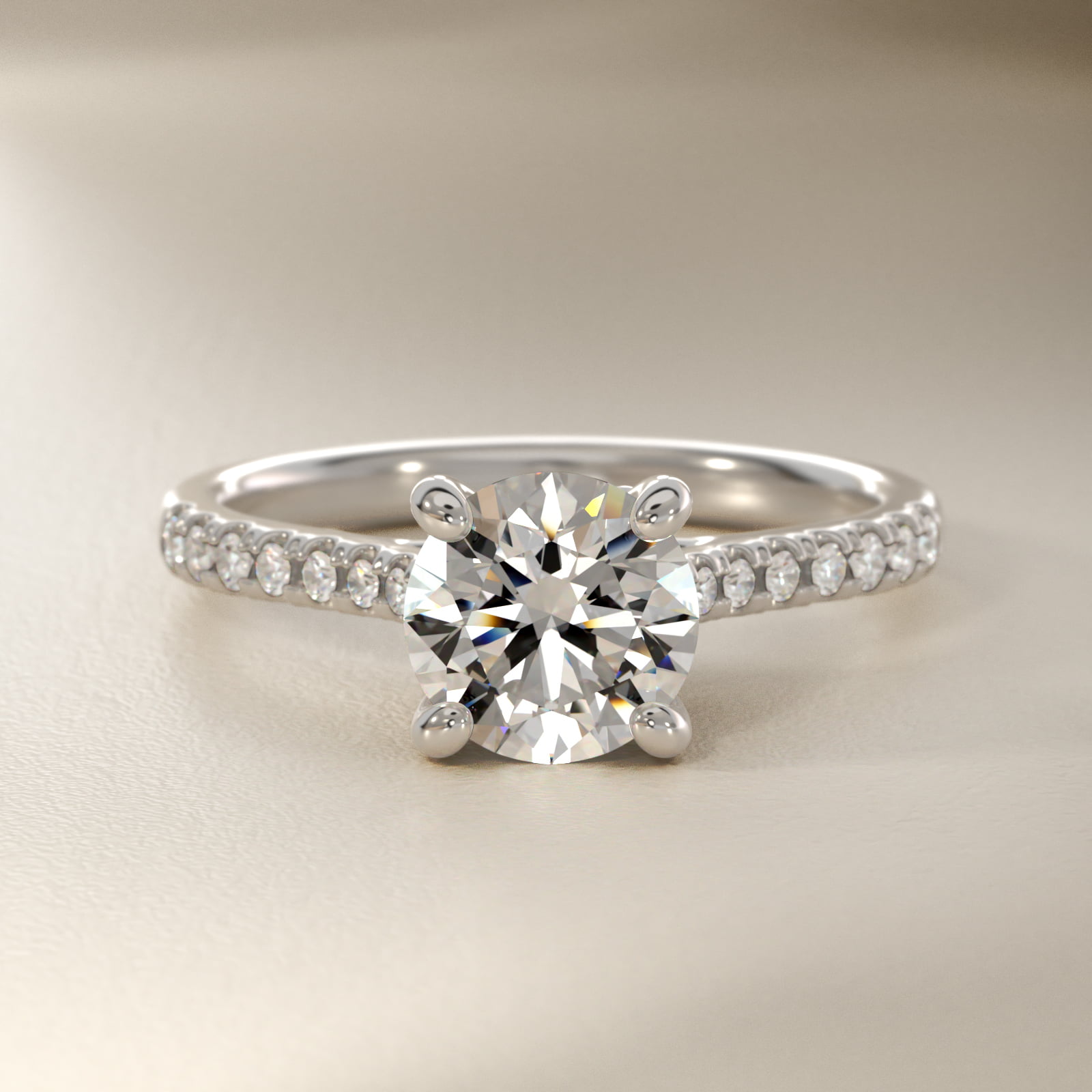 Petite Petal Diamond Engagement Ring in Platinum (1/10 ct. tw.)