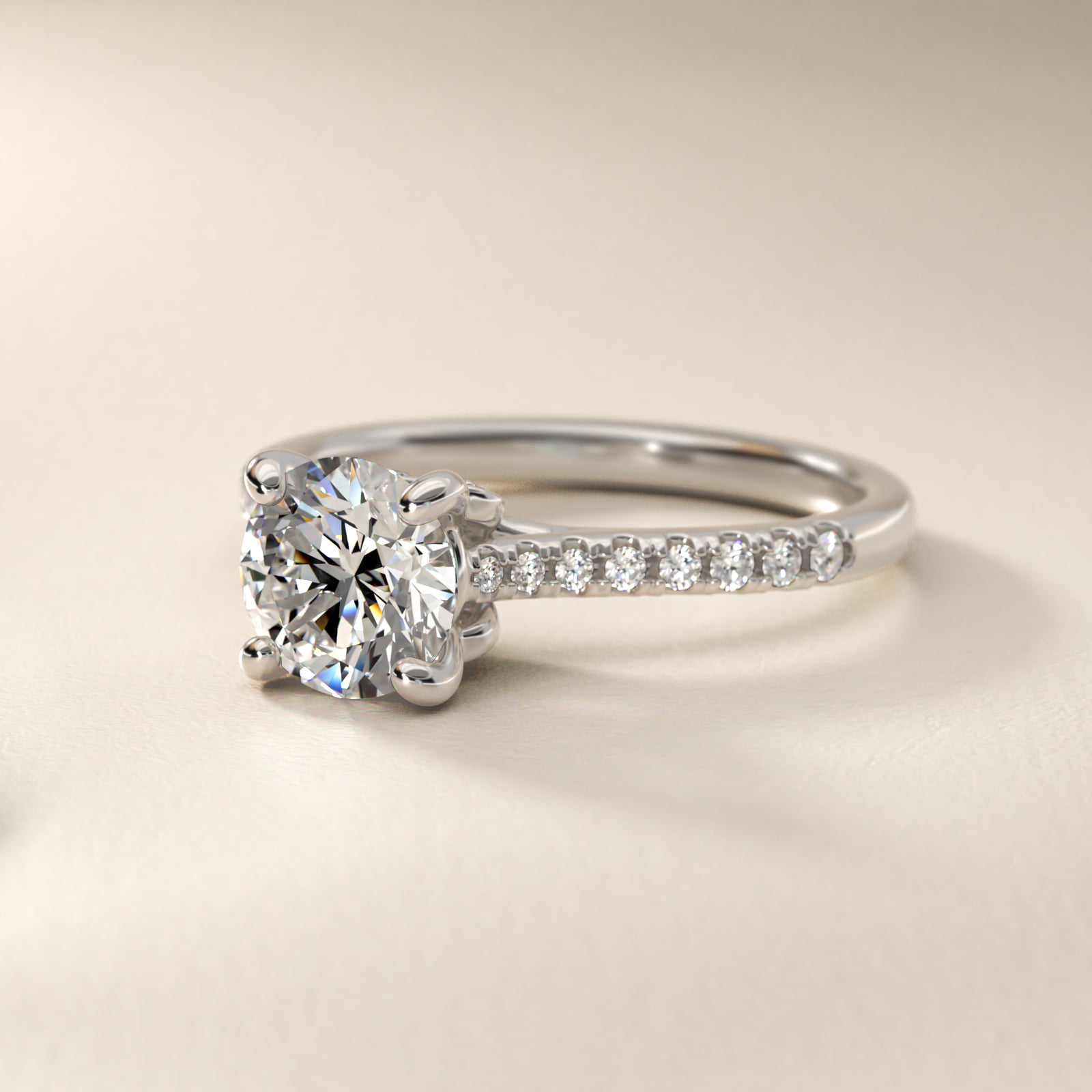 Petite Petal Diamond Engagement Ring in 18k White Gold (1/10 ct. tw.)