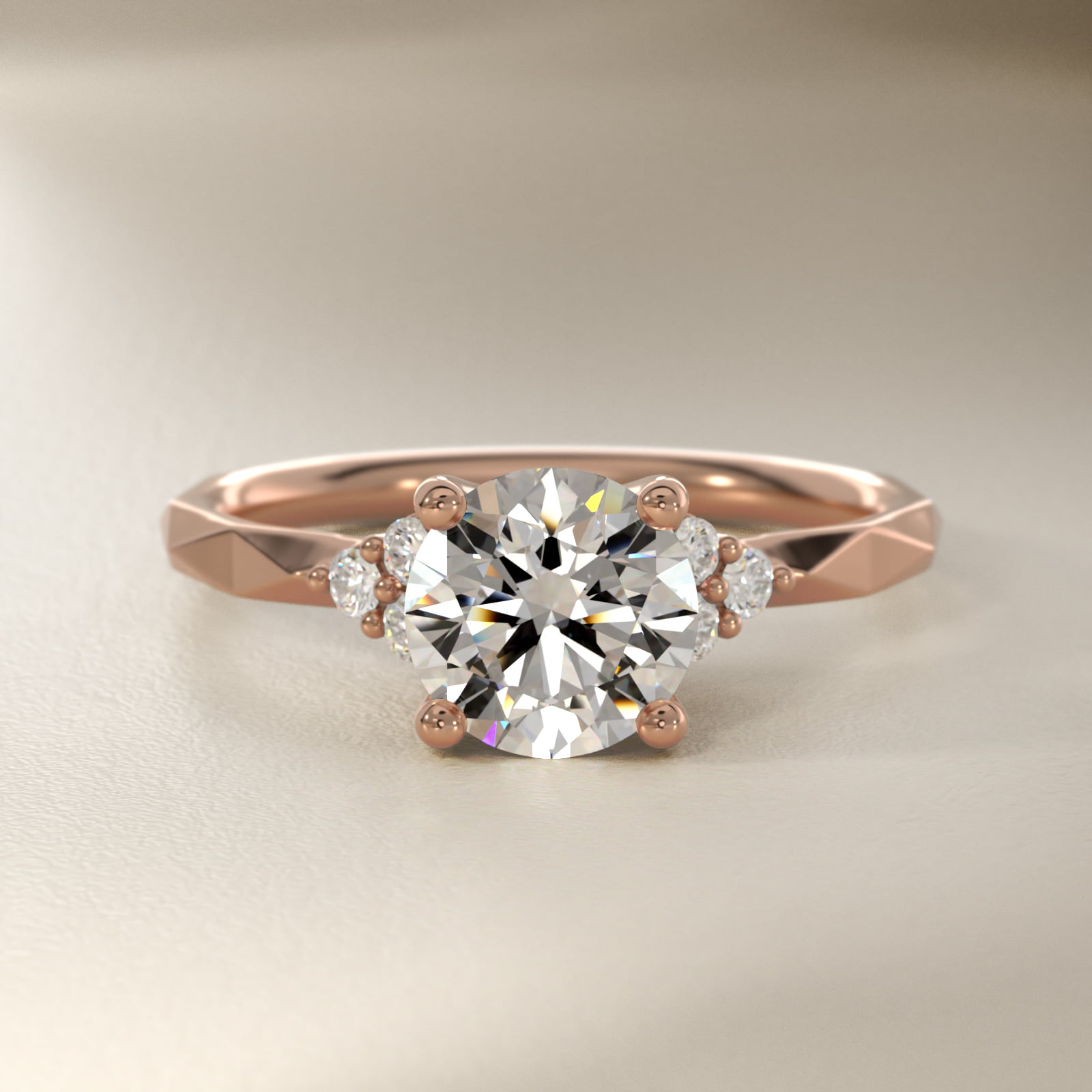 Facet Shank Diamond Engagement Ring in 14k Rose Gold (1/10 ct. tw.)