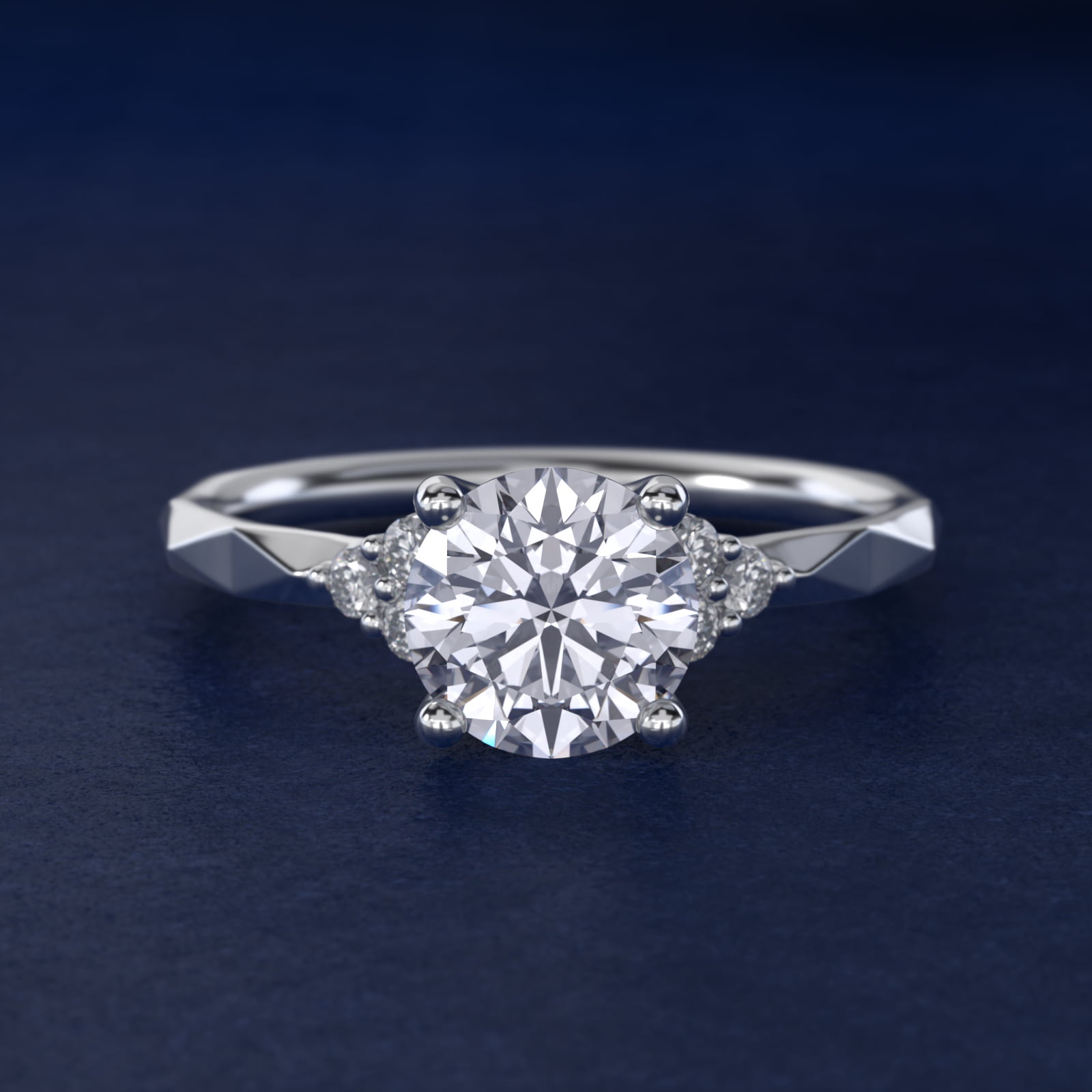 Facet Shank Diamond Engagement Ring in 14k White Gold (1/10 ct. tw.)