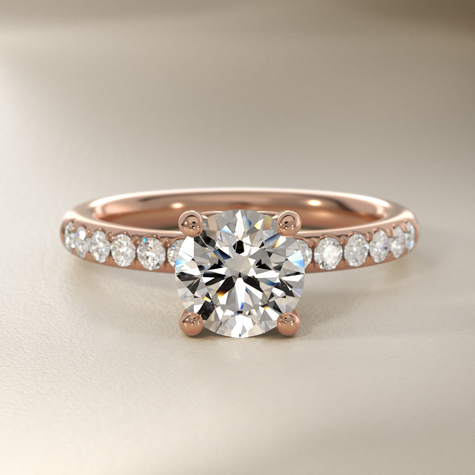 Mini Micropavé Diamond Engagement Ring in 18k Rose Gold