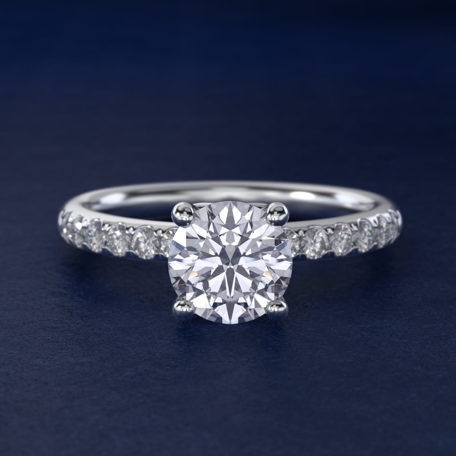 Mini Micropavé Diamond Engagement Ring in 14k White Gold