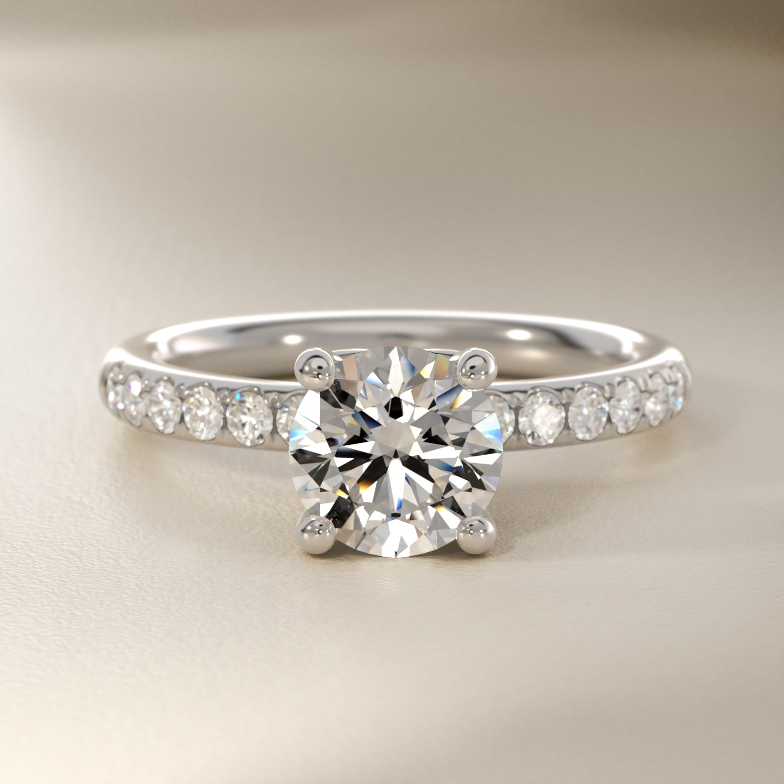 Mini Micropavé Diamond Engagement Ring in Platinum