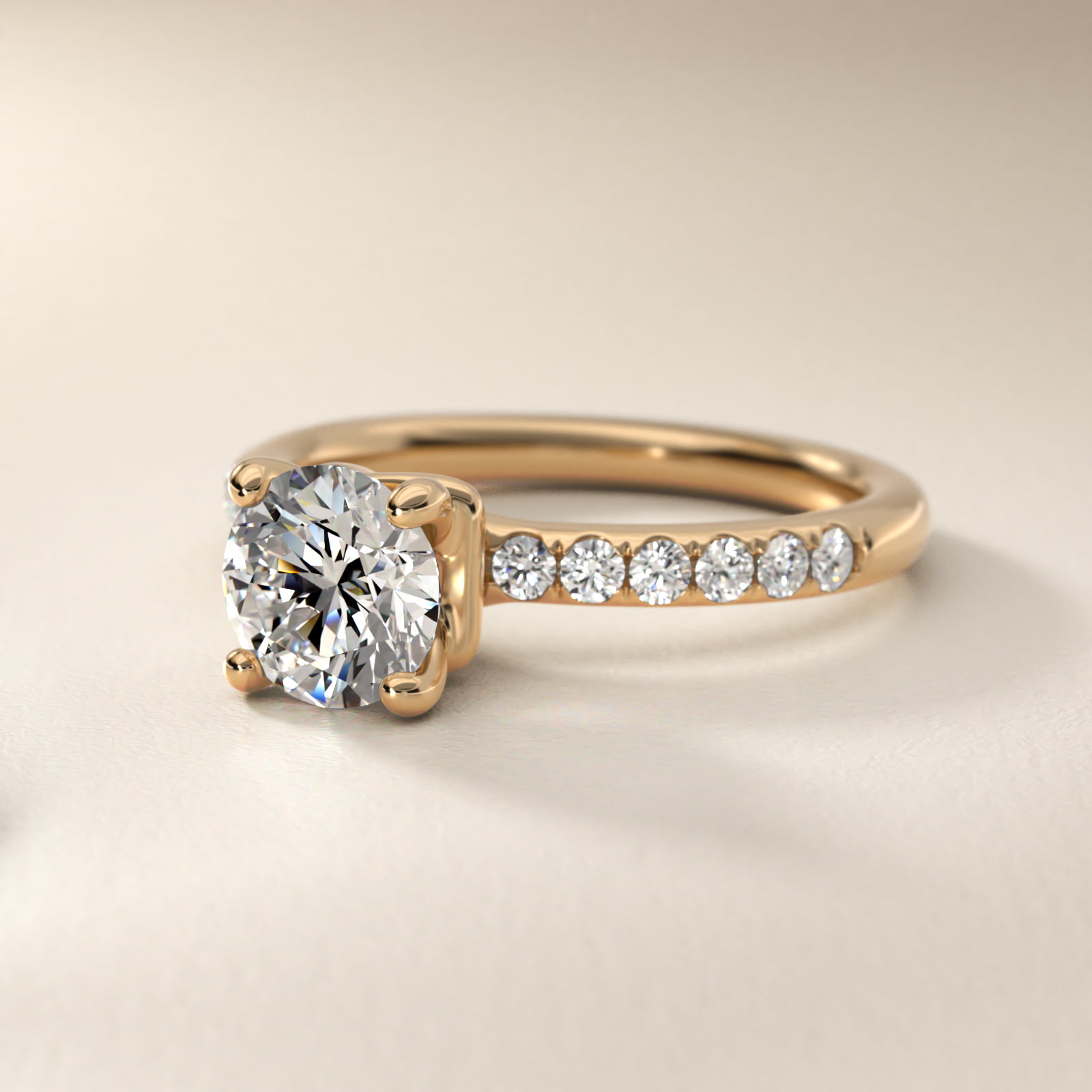 Mini Micropavé Diamond Engagement Ring in 18k Yellow Gold