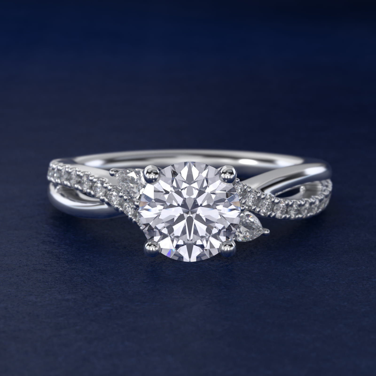 Romantic Diamond Floral Asymmetrical Twist Engagement Ring in Platinum (1/4 ct. tw.)