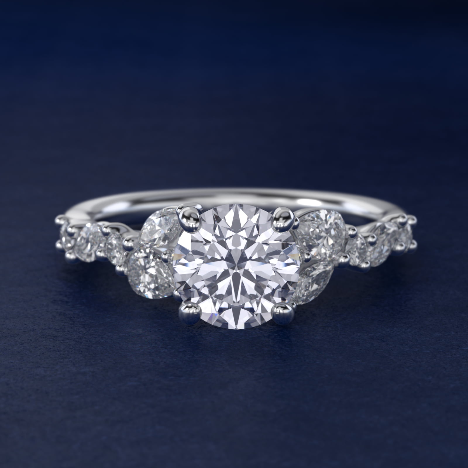 Romantic Pear and Round Diamond Twist Engagement Ring in 18k White Gold (1/2 ct. tw.)