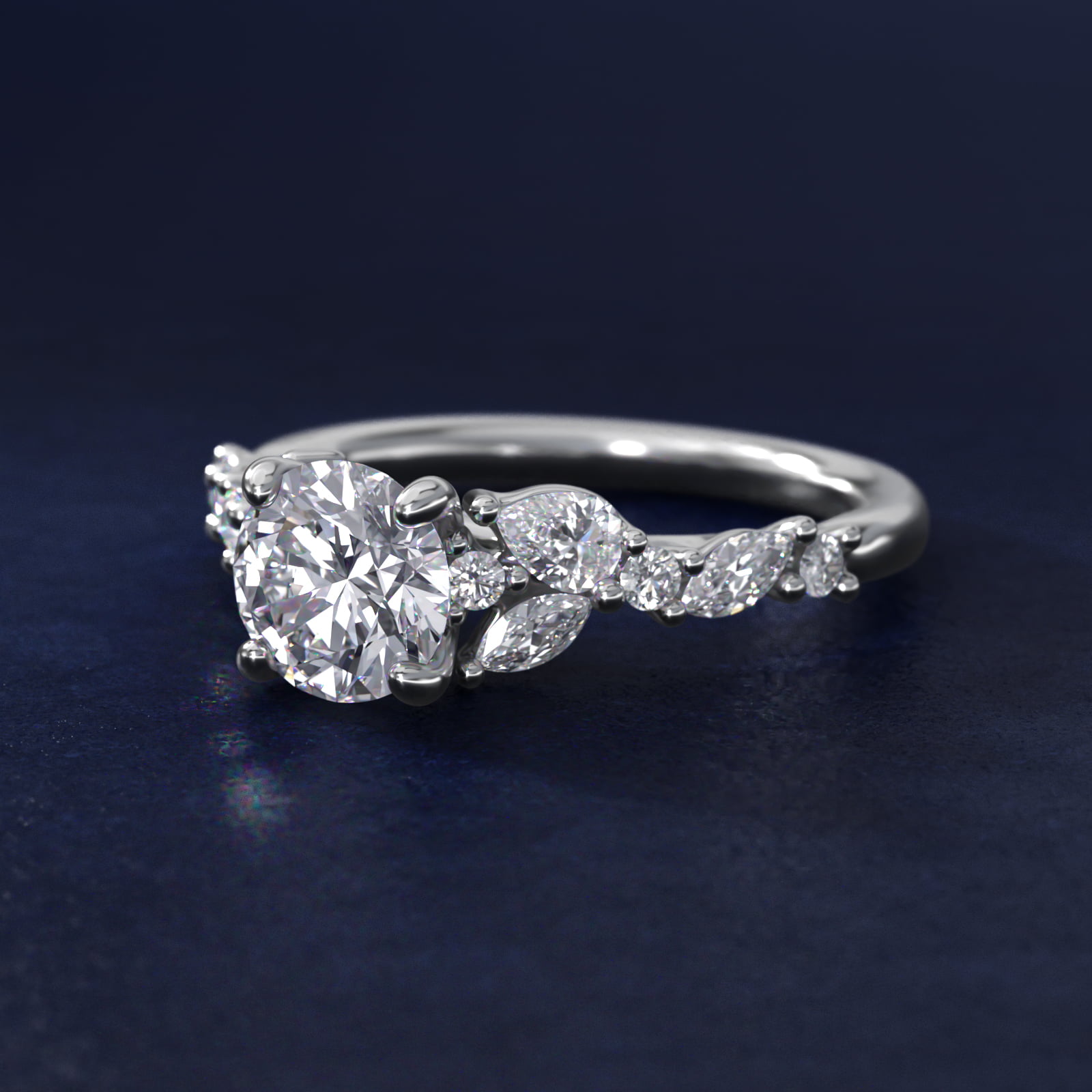 Romantic Pear and Round Diamond Twist Engagement Ring in Platinum (1/2 ct. tw.)
