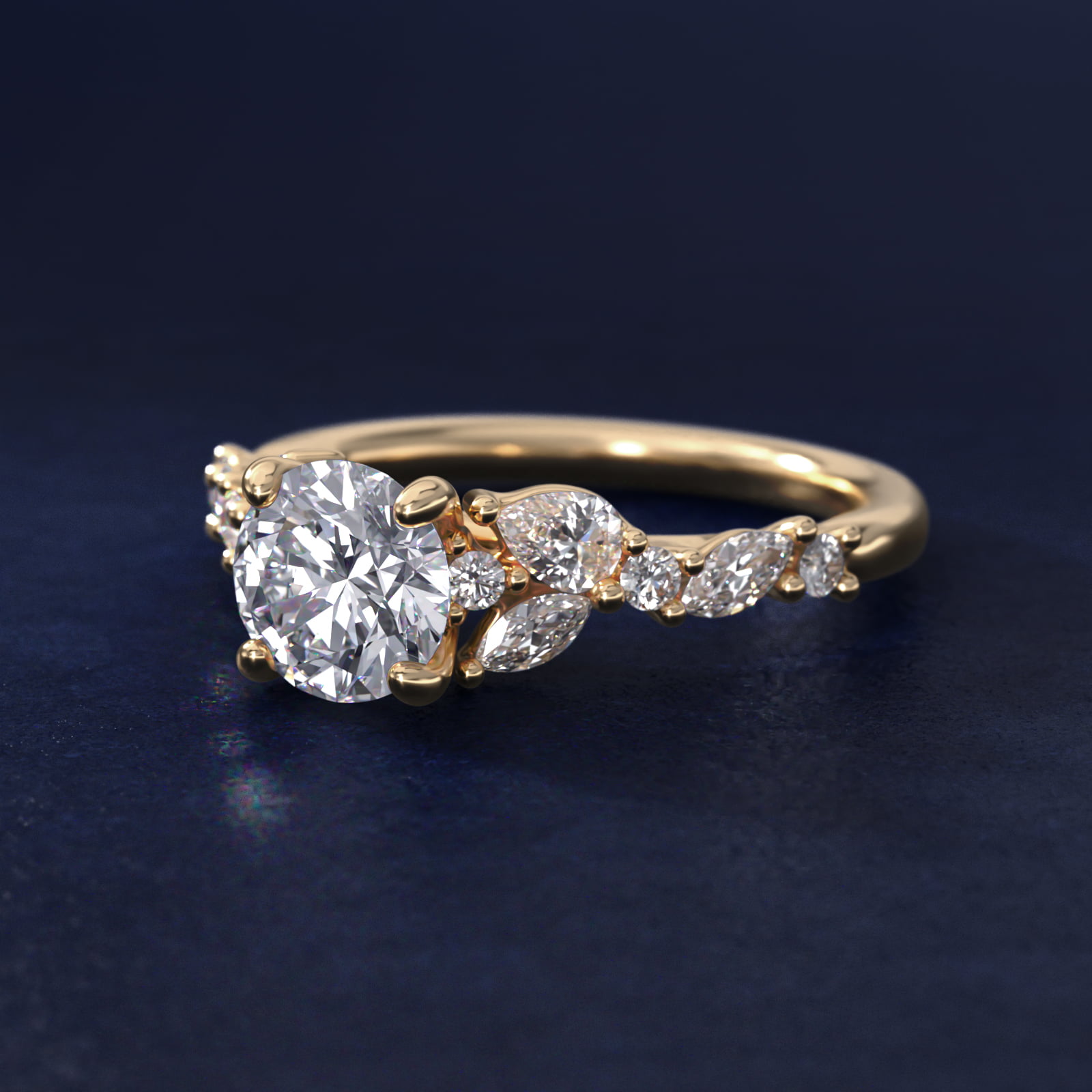 Romantic Pear and Round Diamond Twist Engagement Ring in 14k Yellow Gold (1/2 ct. tw.)