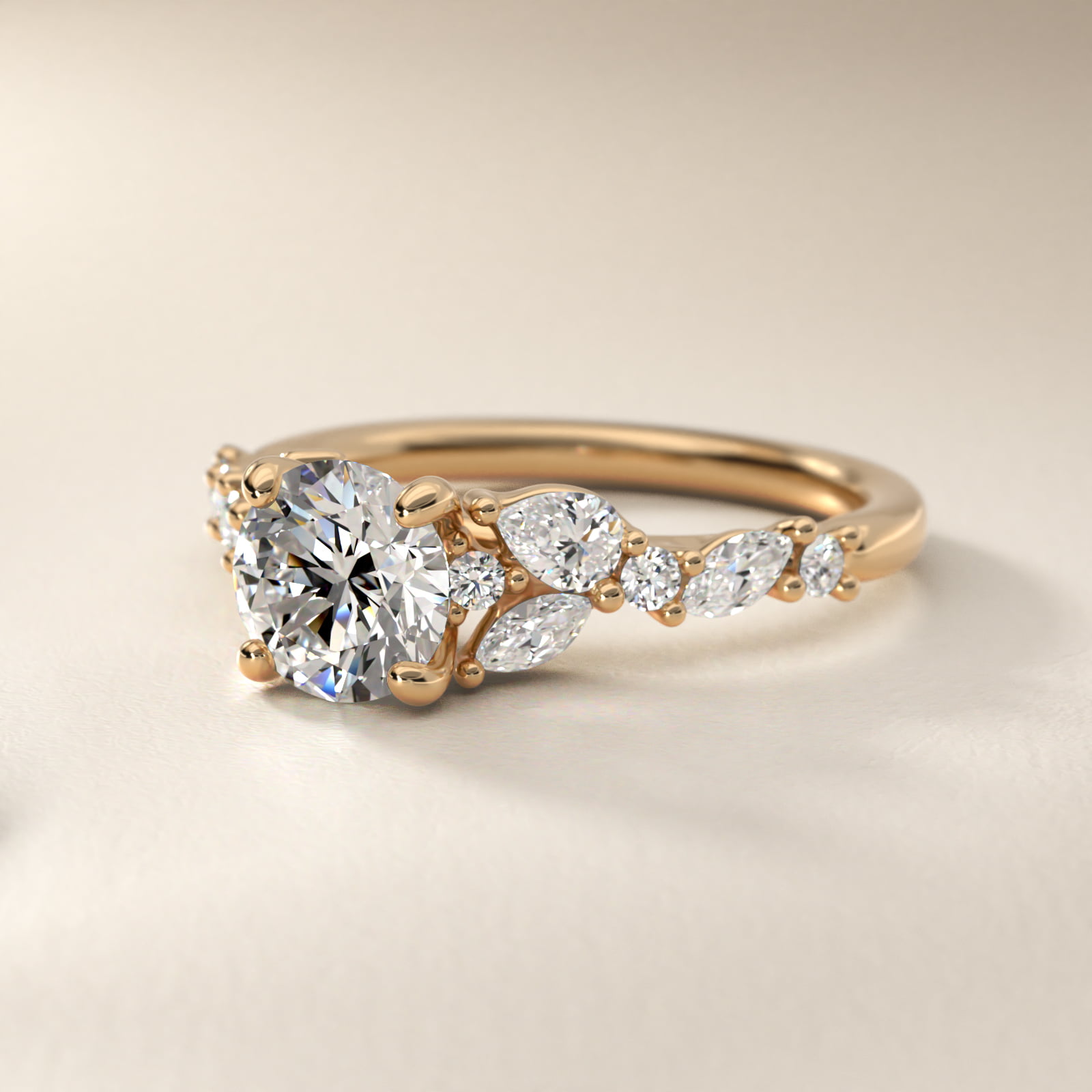 Romantic Pear and Round Diamond Twist Engagement Ring in 18k Yellow Gold (1/2 ct. tw.)