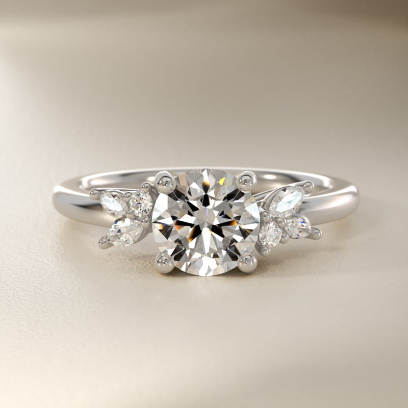 Marquise and Round Cluster Array Diamond Engagement Ring in Platinum