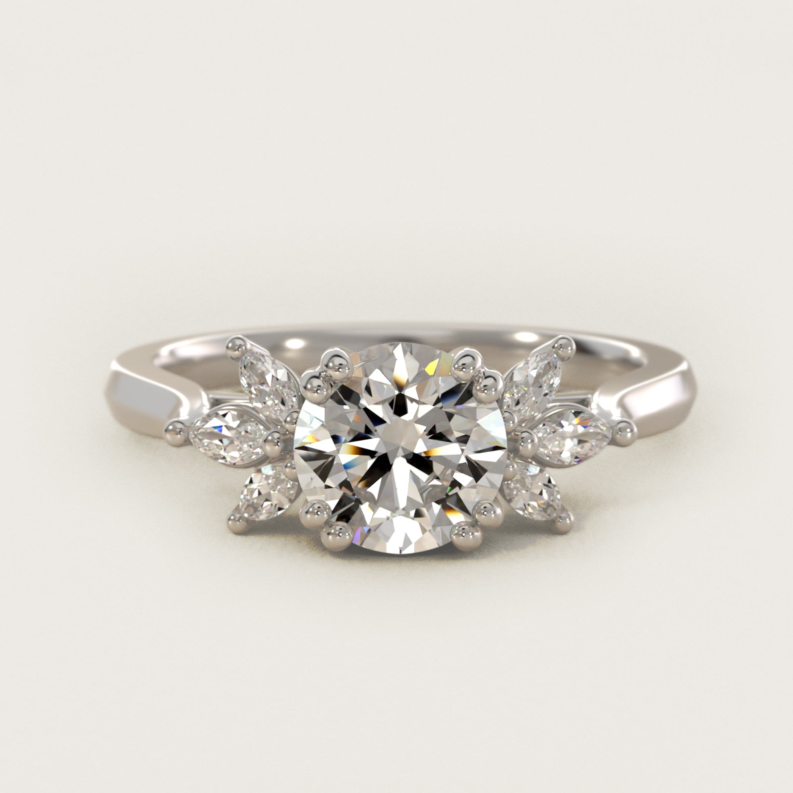 Trio Marquise Diamond Engagement Ring in Platinum