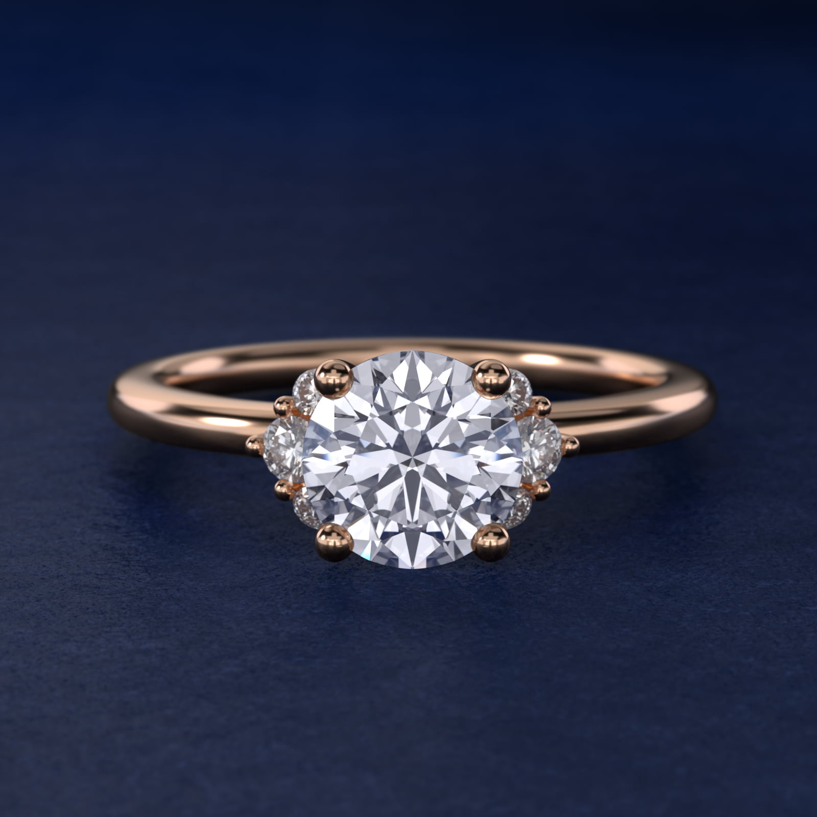 Demi Cluster Round Diamond Engagement Ring in 18k Rose Gold