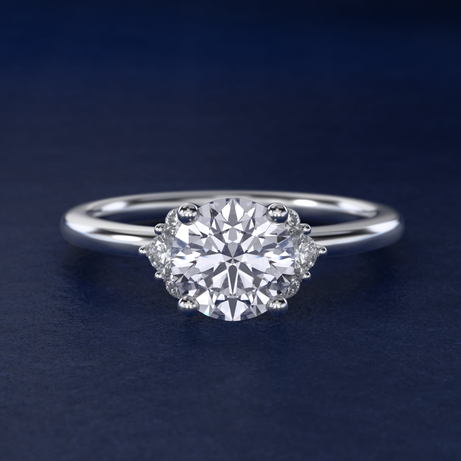 Demi Cluster Round Diamond Engagement Ring in 14k White Gold