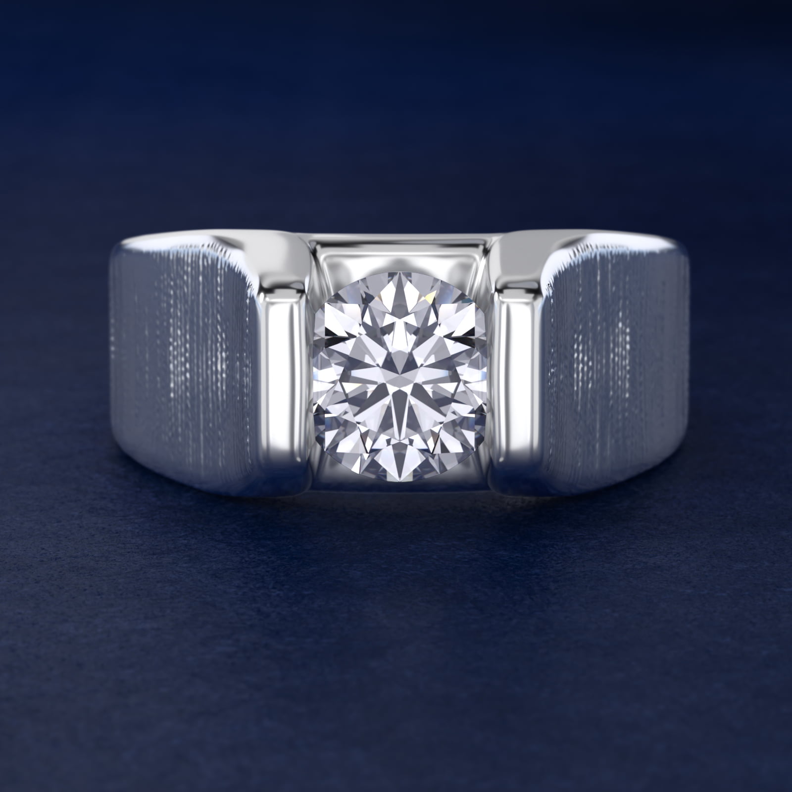 Men's Tension Style Solitaire Engagement Ring in Platinum