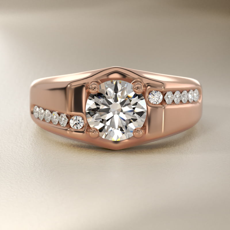 Men's Bypass Channel Diamond Engagement Ring in 14k Rose Gold (1/4 ct. tw.)