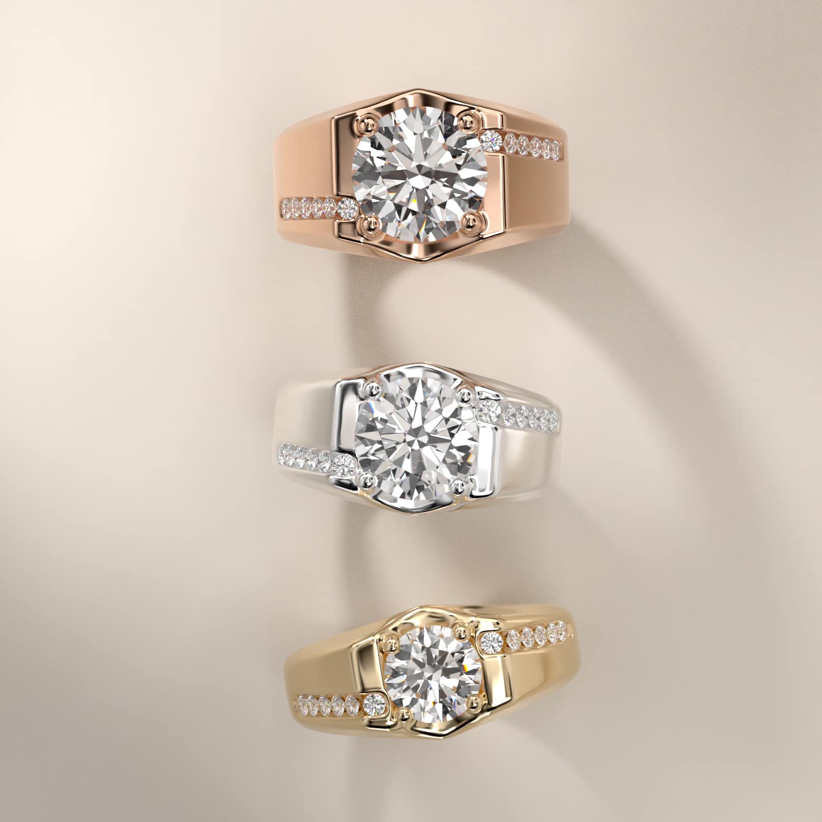 Men's Bypass Channel Diamond Engagement Ring in 14k Rose Gold (1/4 ct. tw.)