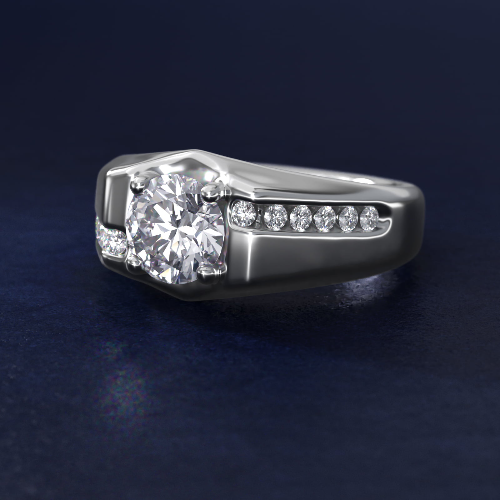 Men's Bypass Channel Diamond Engagement Ring in 14k White Gold (1/4 ct. tw.)