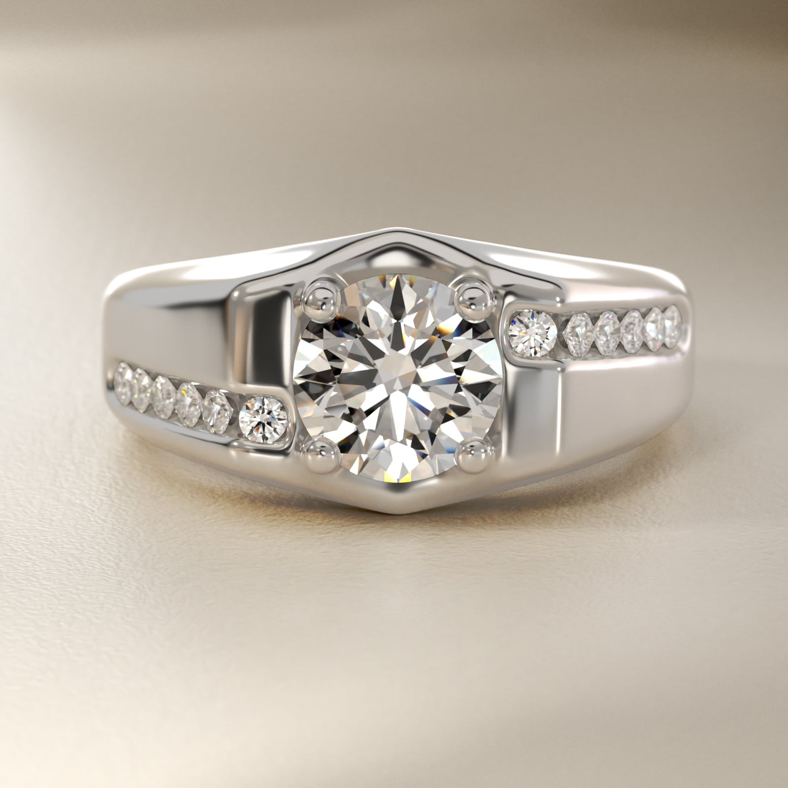 Men's Bypass Channel Diamond Engagement Ring in Platinum (1/4 ct. tw.)