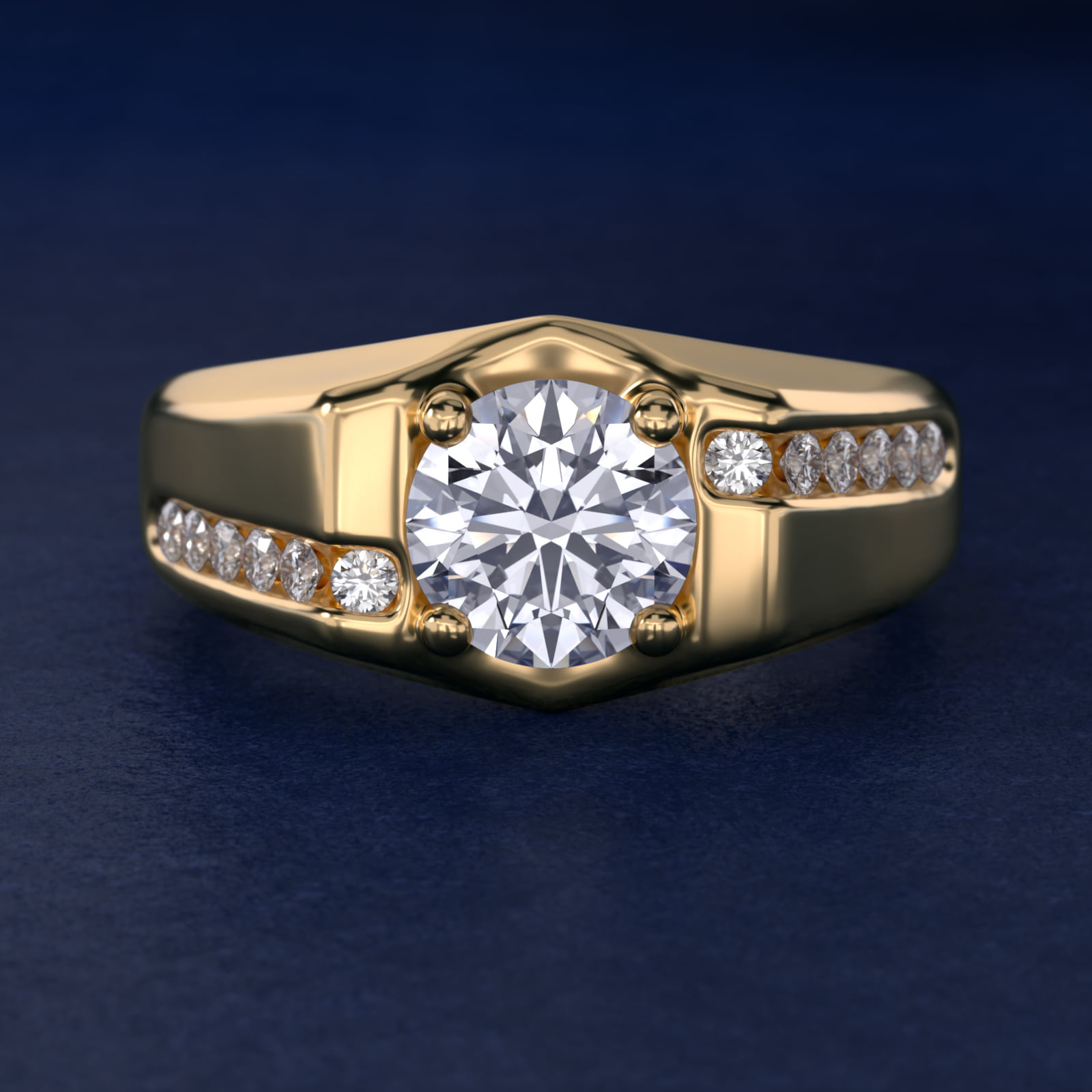 Men's Bypass Channel Diamond Engagement Ring in 14k Yellow Gold (1/4 ct. tw.)