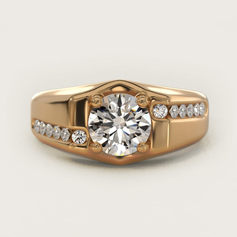 Men's Bypass Channel Diamond Engagement Ring in 14k Yellow Gold (1/4 ct. tw.)