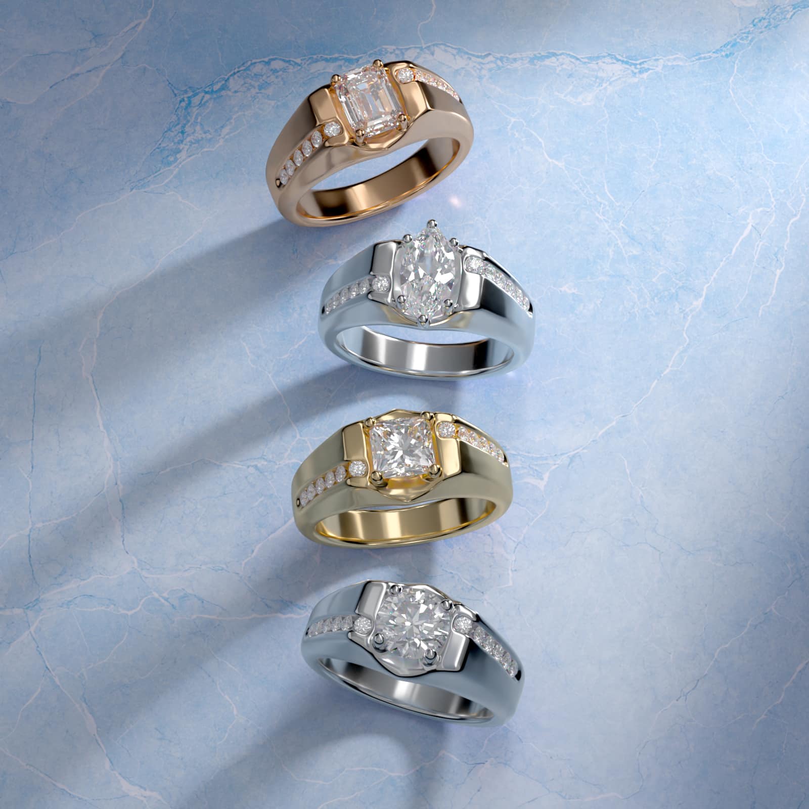 Men's Bypass Channel Diamond Engagement Ring in 14k Yellow Gold (1/4 ct. tw.)