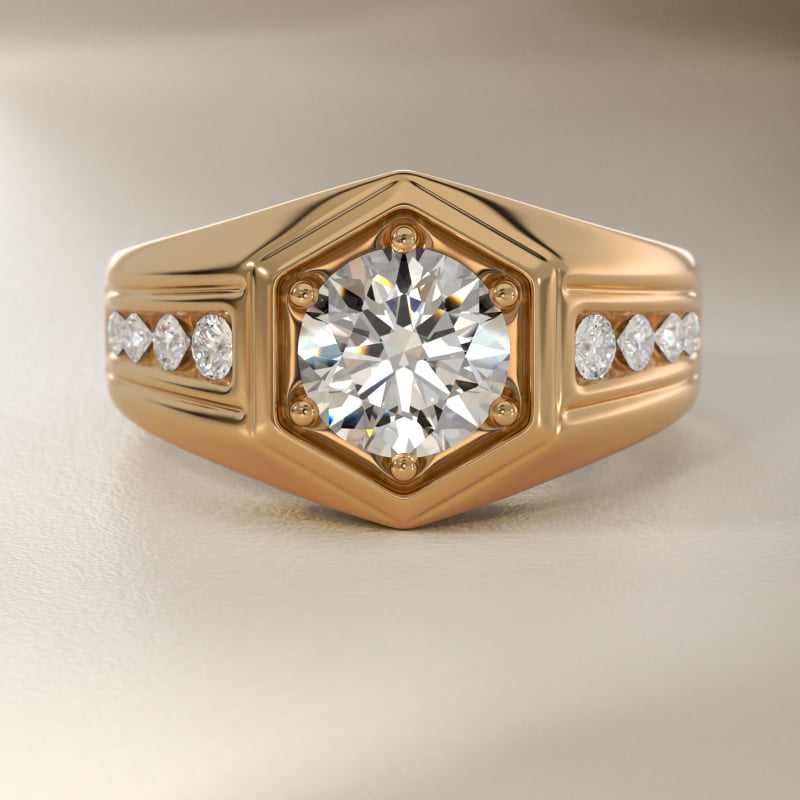 Men's Hexagon Diamond Channel Engagement Ring in 14k Yellow Gold (3/8 ct. tw.)