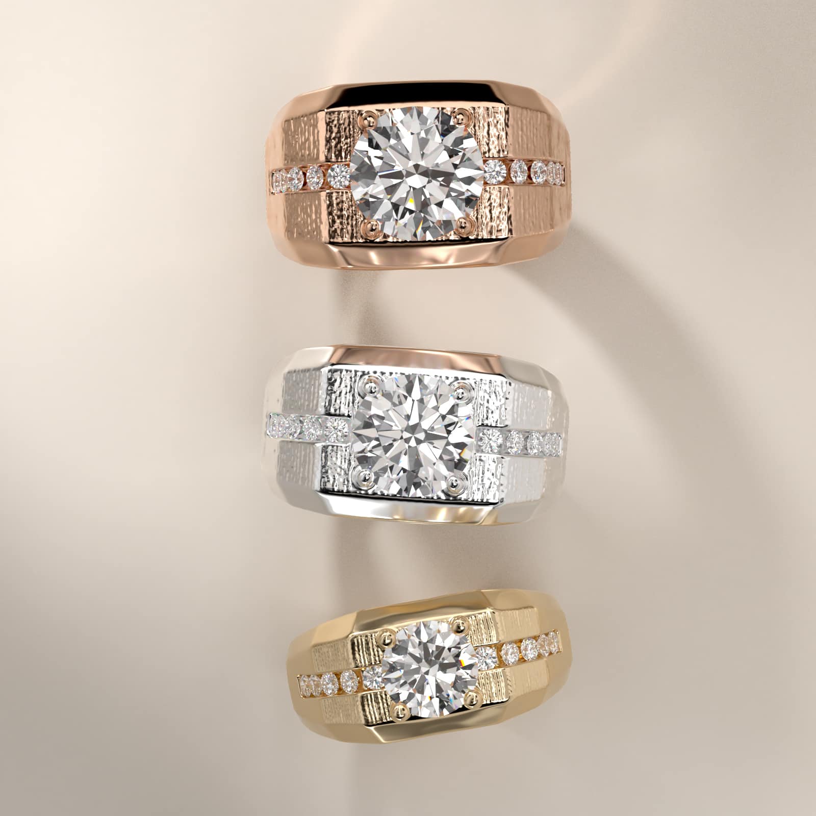 Men's Brushed Finish Diamond Channel Engagement Ring in 18k Rose Gold (1/4 ct. tw.)