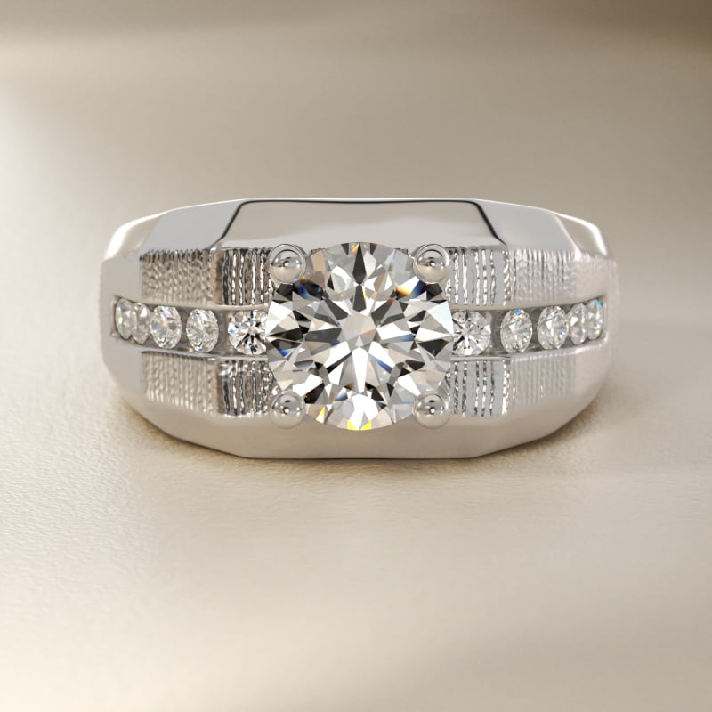 Men's Brushed Finish Diamond Channel Engagement Ring in 14k White Gold (1/4 ct. tw.)