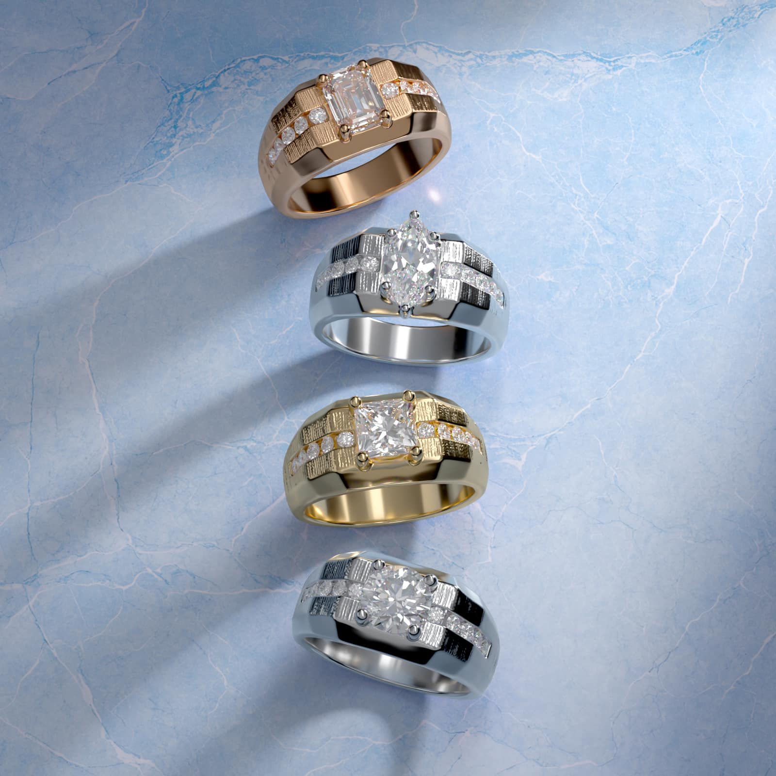 Men's Brushed Finish Diamond Channel Engagement Ring in 14k White Gold (1/4 ct. tw.)