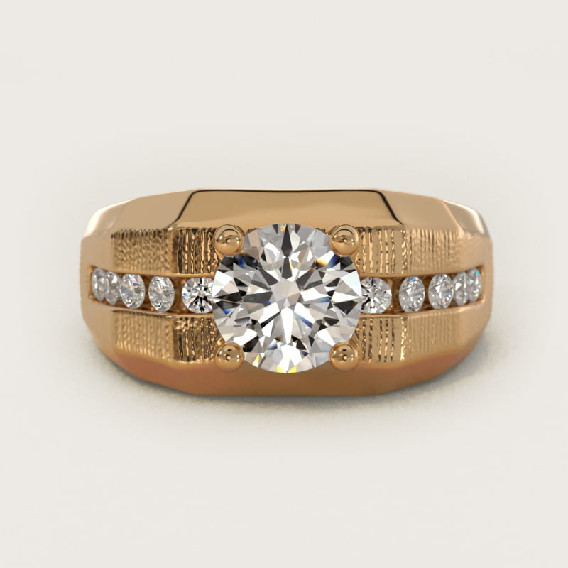 Men's Brushed Finish Diamond Channel Engagement Ring in 14k Yellow Gold (1/4 ct. tw.)