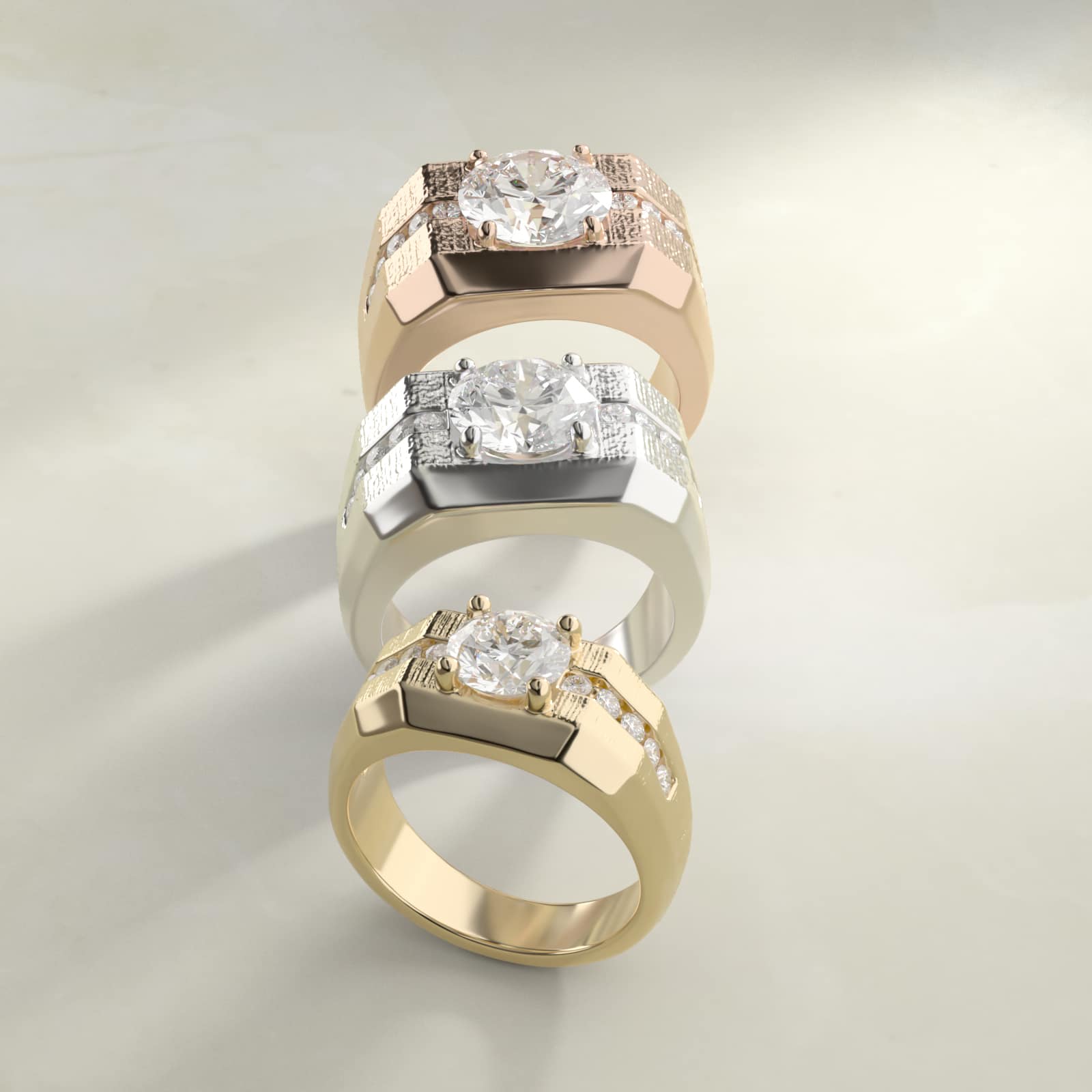 Men's Brushed Finish Diamond Channel Engagement Ring in 18k Yellow Gold (1/4 ct. tw.)