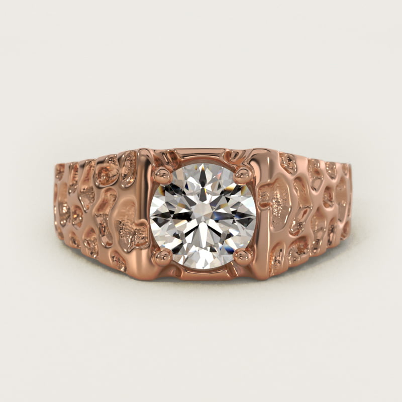 Men's Nugget Engagement Ring in 14k Rose Gold