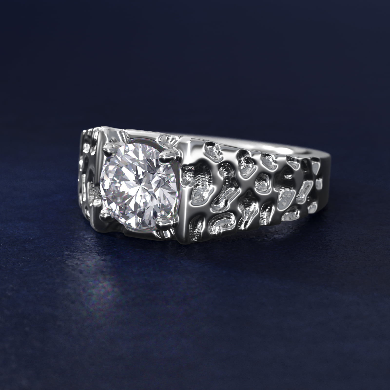 Men's Nugget Engagement Ring in Platinum