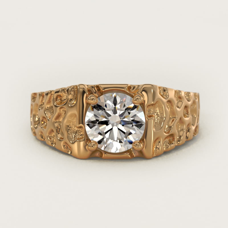 Men's Nugget Engagement Ring in 14k Yellow Gold