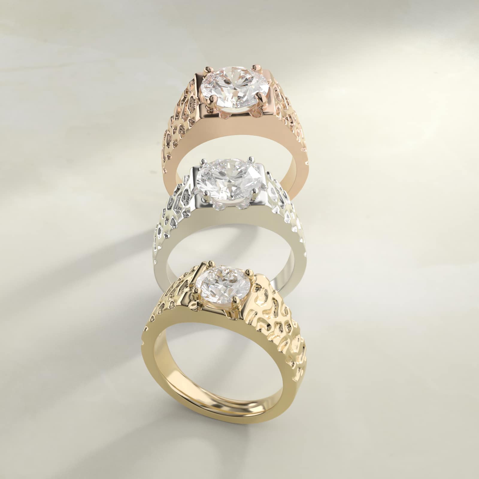 Men's Nugget Engagement Ring in 14k Yellow Gold