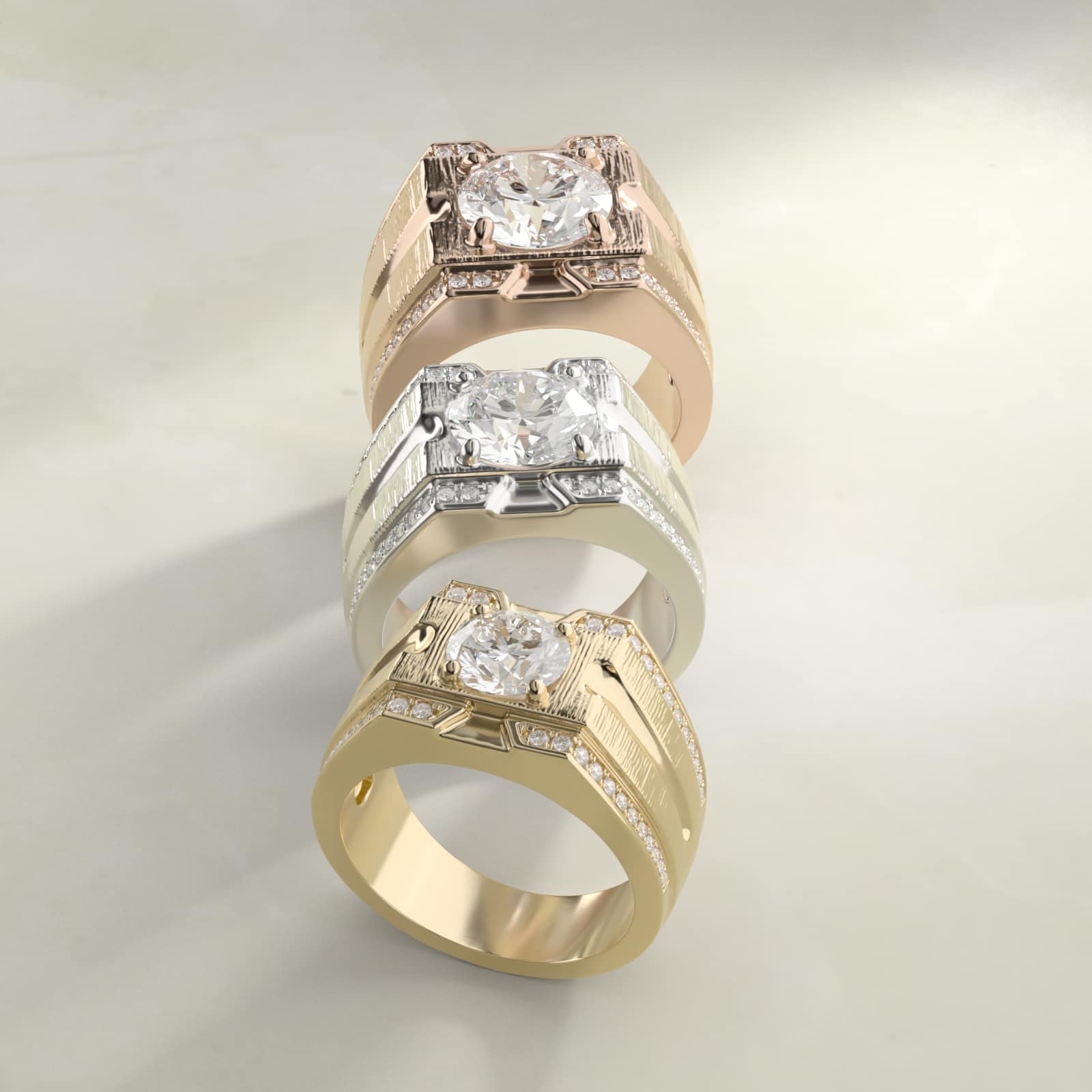 Men's Grooved Diamond Channel Engagement Ring in 14K Rose Gold (1/4 ct. tw.)