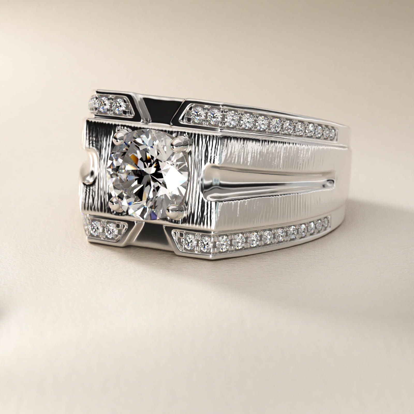 Men's Grooved Diamond Channel Engagement Ring in Platinum (1/4 ct. tw.)