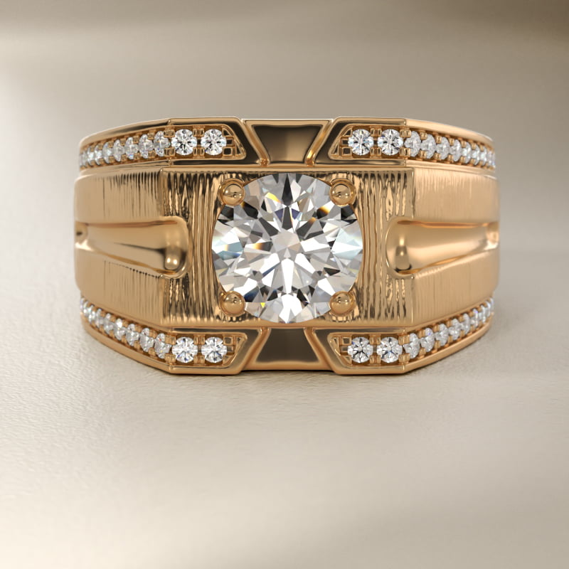 Men's Grooved Diamond Channel Engagement Ring in 14K Yellow Gold (1/4 ct. tw.)
