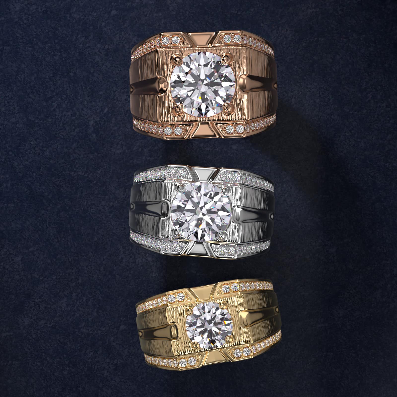 Men's Grooved Diamond Channel Engagement Ring in 14K Yellow Gold (1/4 ct. tw.)