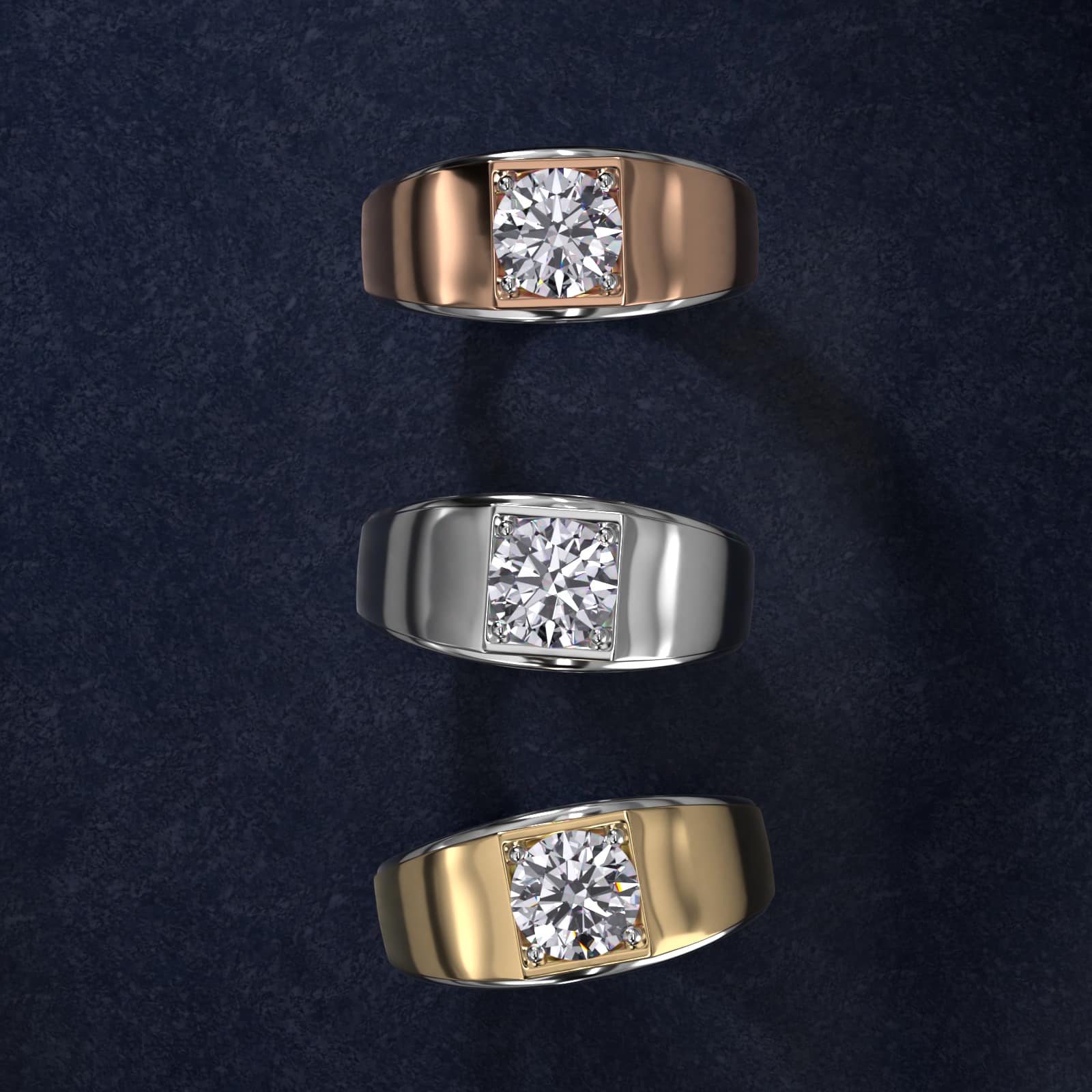 Men's Two-Tone Solitaire Engagement Ring with 14k White and Yellow Gold