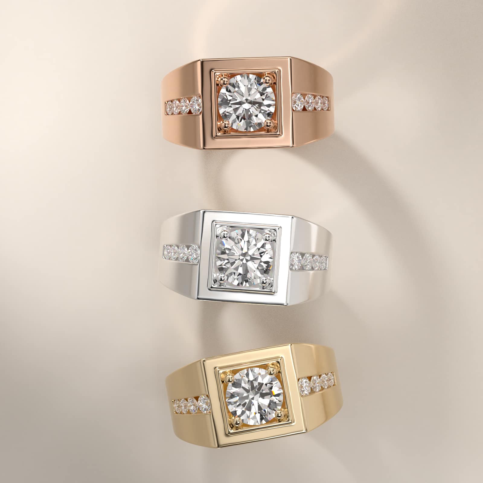 Men's Round Diamond Channel Engagement Ring in 18k Rose Gold (1/3 ct. tw.)