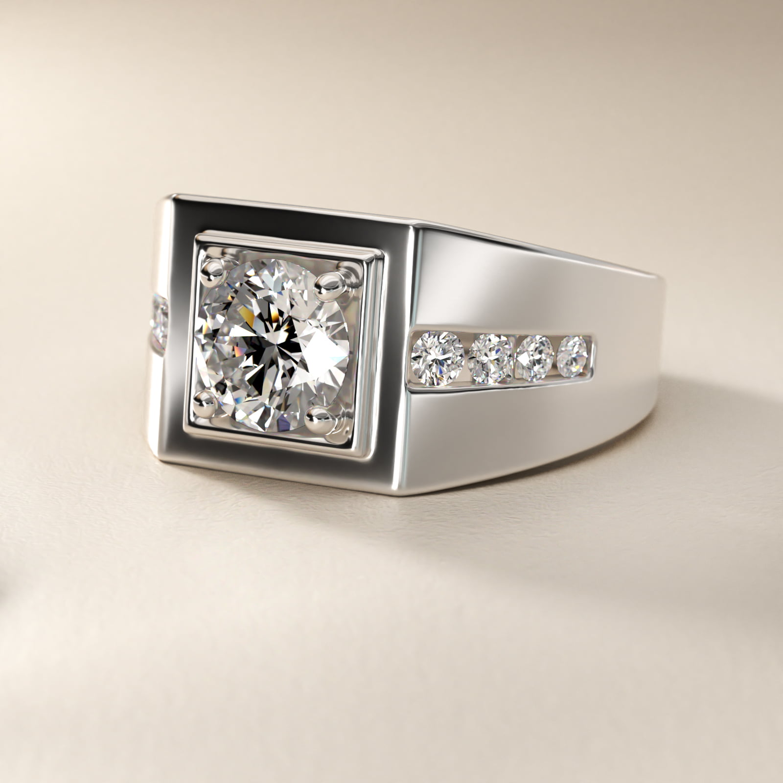 Men's Round Diamond Channel Engagement Ring in Platinum (1/3 ct. tw.)