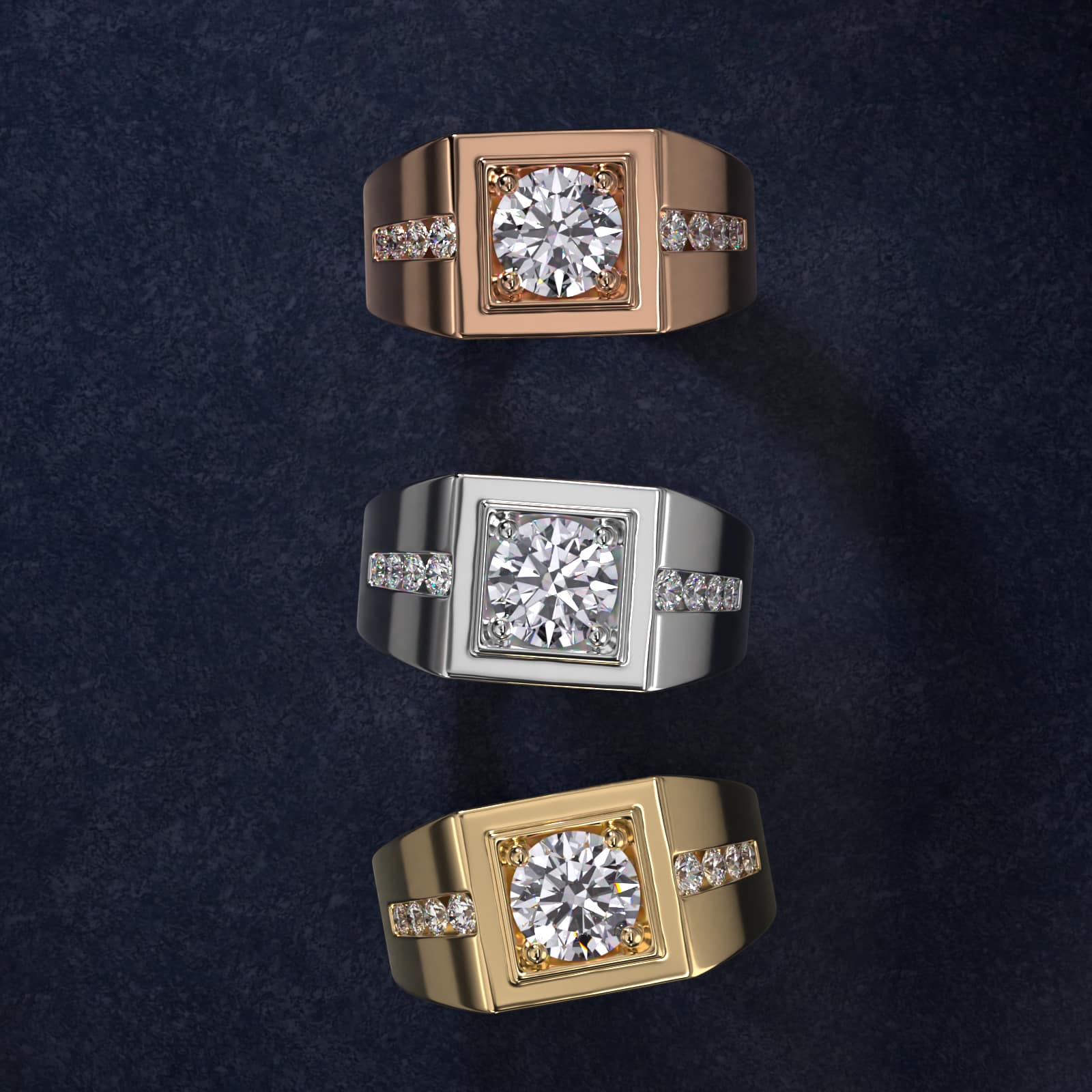 Men's Round Diamond Channel Engagement Ring in 14k Yellow Gold (1/3 ct. tw.)