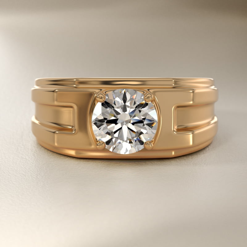 Men's Structured Solitaire Engagement Ring in 14k Yellow Gold