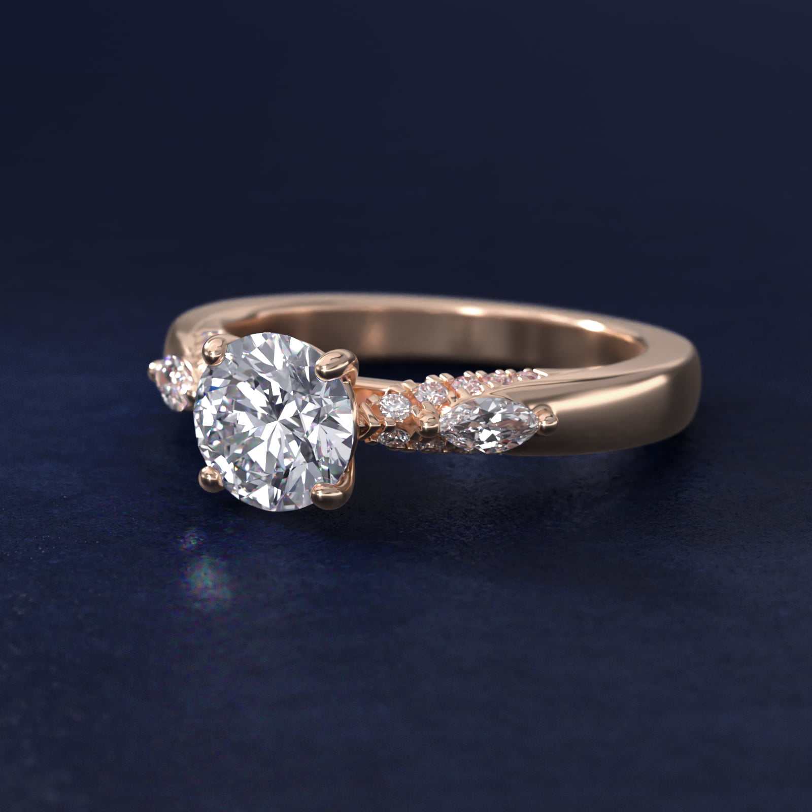 Diamond Marquise Shoulder Engagement Ring in 14k Rose Gold (1/4 ct. tw.)