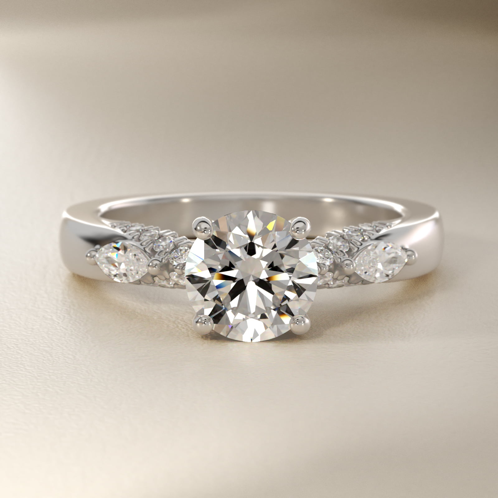 Diamond Marquise Shoulder Engagement Ring in 14k White Gold (1/4 ct. tw.)